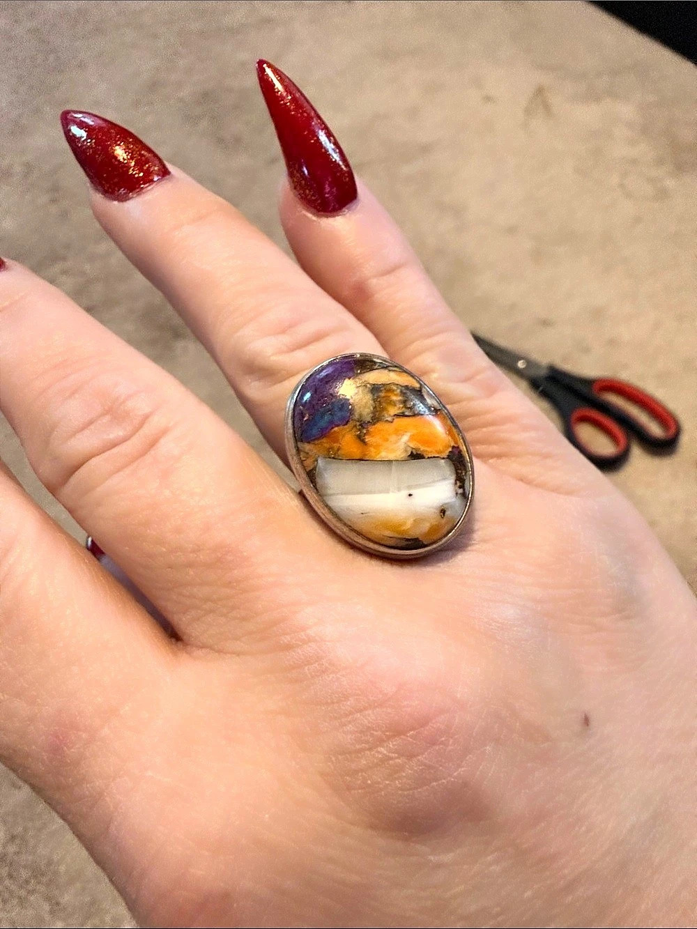 Multicolor Statement Ring real silver